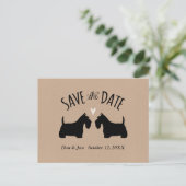 Schotse Terrier Silhouetten Bruiloft Save the Date Aankondigingskaart (Staand voorkant)