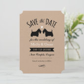 Schotse Terriër Silhouetten Huwelijk Bewaar de Dat Save The Date (Staand voorkant)