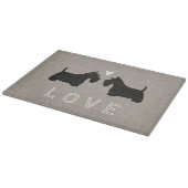 Schotse Terriër Silhouetten met Hart en Liefde Snijplank (Hoek)