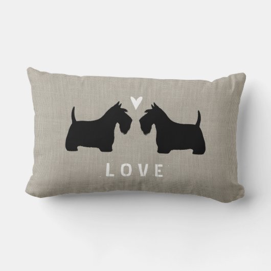 Schotse Terrier Silhouetten met Hart en Tekst Kussen (Achterkant)
