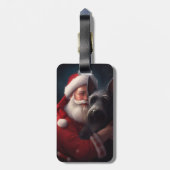Schotse Terriër Sinterklaas Feestelijke Kerstmis Bagagelabel (Achterkant verticaal)