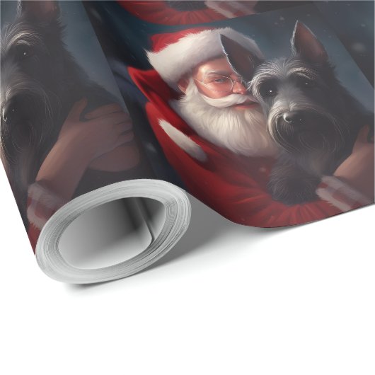 Schotse Terriër Sinterklaas Feestelijke Kerstmis Cadeaupapier (Rol Hoek)