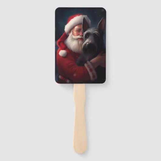 Schotse Terriër Sinterklaas Feestelijke Kerstmis Handwaaier (Achterkant)