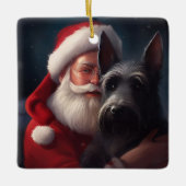 Schotse Terriër Sinterklaas Feestelijke Kerstmis Keramisch Ornament (Voorkant)
