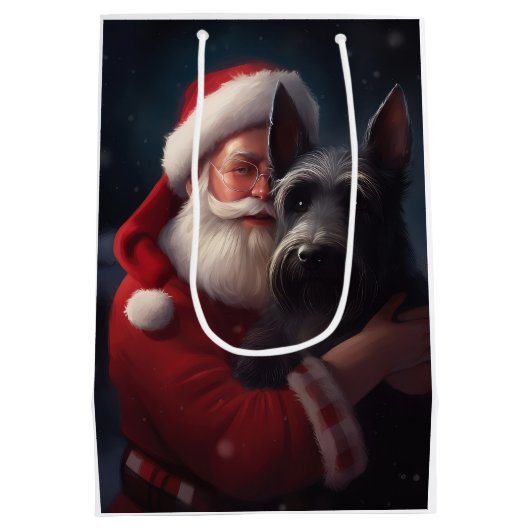 Schotse Terriër Sinterklaas Feestelijke Kerstmis Medium Cadeauzakje (Achterkant)