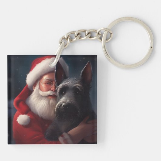 Schotse Terriër Sinterklaas Feestelijke Kerstmis Sleutelhanger (Achterkant)