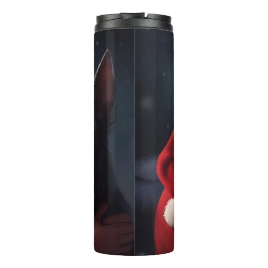 Schotse Terriër Sinterklaas Feestelijke Kerstmis Thermosbeker (Achterkant)