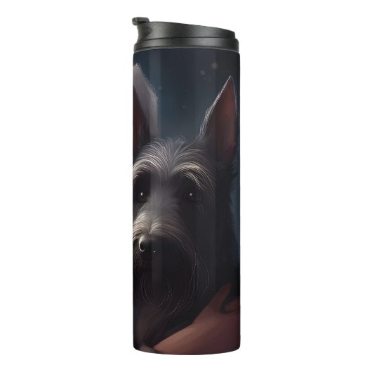 Schotse Terriër Sinterklaas Feestelijke Kerstmis Thermosbeker (Geroteerd rechts)