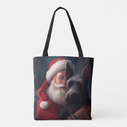 Schotse Terriër Sinterklaas Feestelijke Kerstmis Tote Bag (Achterkant)