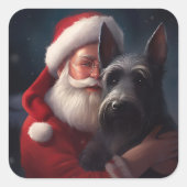 Schotse Terriër Sinterklaas Feestelijke Kerstmis Vierkante Sticker (Voorkant)