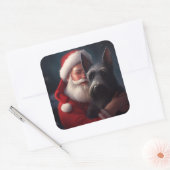 Schotse Terriër Sinterklaas Feestelijke Kerstmis Vierkante Sticker (Envelop)