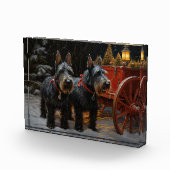Schotse Terrier Sneeuw Slede Kerst Decoratie Fotoblokken (Rechts)