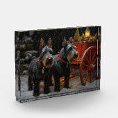 Schotse Terrier Sneeuw Slede Kerst Decoratie Fotoblokken (Links)