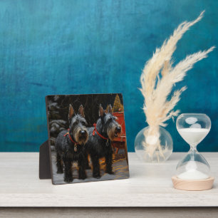 Schotse Terrier Sneeuw Slede Kerst Decoratie Fotoplaat