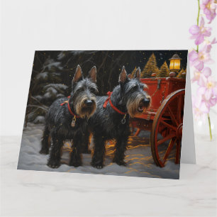 Schotse Terrier Sneeuw Slede Kerst Decoratie  Kaart