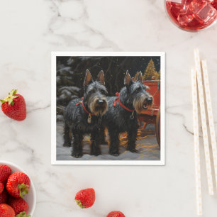 Schotse Terrier Sneeuw Slede Kerst Decoratie Servet