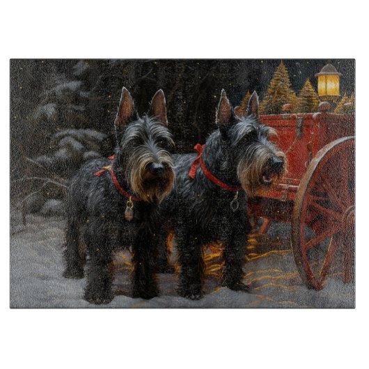 Schotse Terrier Sneeuw Slede Kerst Decoratie Snijplank (Voorkant)