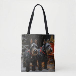 Schotse Terrier Sneeuw Slede Kerst Decoratie Tote Bag