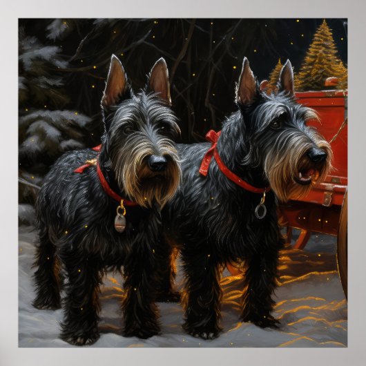 Schotse Terrier Sneeuw Slede Kerstmis Decoratie (Voorkant)