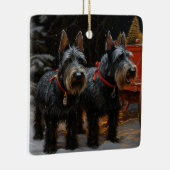 Schotse Terrier Sneeuw Slede Kerstmis Decoratie (Rechts)