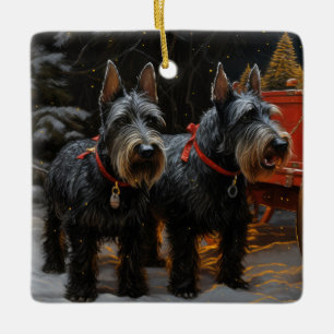 Schotse Terrier Sneeuw Slede Kerstmis Decoratie