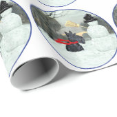 Schotse terriër sneeuwman cadeaupapier (Rol Hoek)