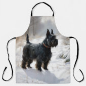 Schotse Terrier Sneeuwt het maar Neer Kerstmis Schort (Voorkant)