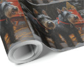 Schotse Terriër Snowy Sleigh Kerst Decor Cadeaupapier (Rol Hoek)