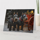 Schotse Terriër Snowy Sleigh Kerst Decor Kaart (Voorkant)