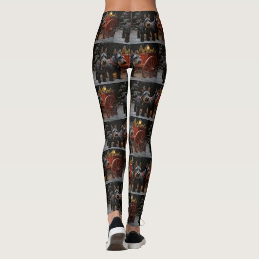 Schotse Terriër Snowy Sleigh Kerst Decor Leggings (Achterkant)