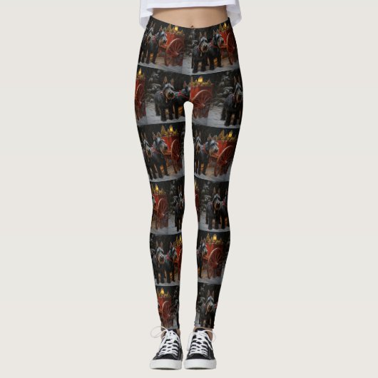 Schotse Terriër Snowy Sleigh Kerst Decor Leggings (Voorkant)