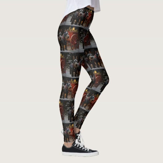 Schotse Terriër Snowy Sleigh Kerst Decor Leggings (Rechts)