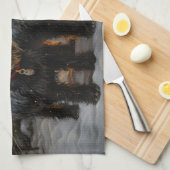 Schotse Terriër Snowy Sleigh Kerst Decor Theedoek (Quarter Fold)