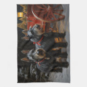 Schotse Terriër Snowy Sleigh Kerst Decor Theedoek (Verticaal)