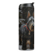 Schotse Terriër Snowy Sleigh Kerst Decor Thermosbeker (Gedraaid links)