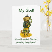 Schotse Terriër spelen doedelzak Humor Verjaardag Kaart (Gele Bloem)