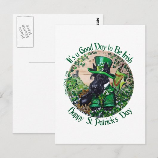 Schotse Terriër St. Patrick's Day Briefkaart (Voorkant / Achterkant)
