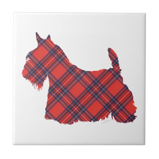 Schotse Terrier Stewart Tartan Tegeltje (Voorkant)