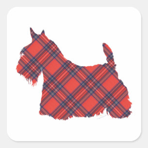 Schotse Terrier Stewart Tartan Vierkante Sticker