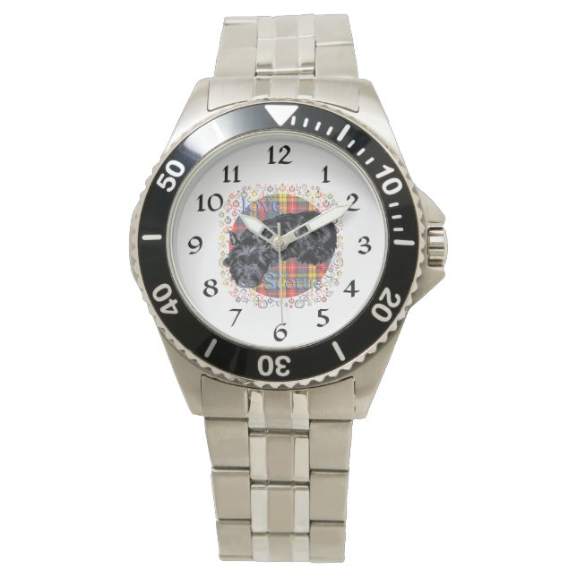Schotse Terrier Tartan Horloge (Voorkant)