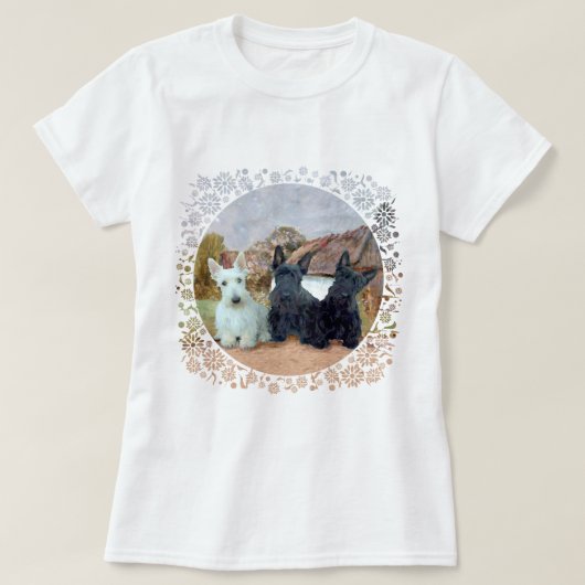 Schotse Terrier Tartan Ontwerp T-shirt (Design voorkant)