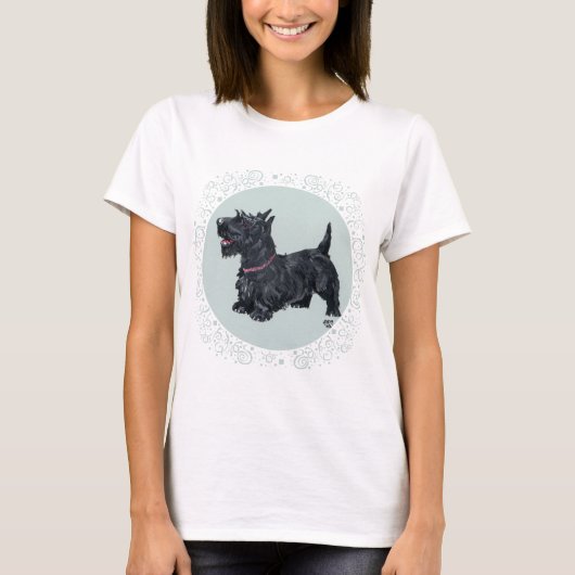 Schotse Terrier Tartan Ontwerp T-shirt (Voorkant)