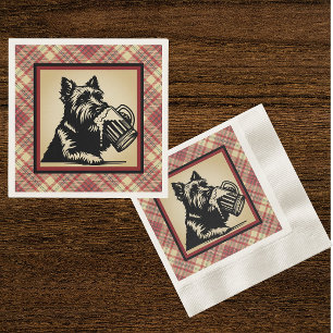 Schotse Terrier Tartan Plaid Aardtinten Servet