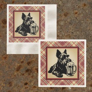 Schotse Terrier Tartan Plaid Aardtinten Servet