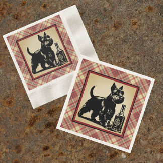 Schotse Terrier Tartan Plaid Aardtinten Servet