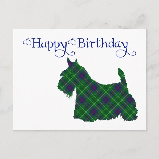 Schotse Terriër Tartan Silhouet Briefkaart (Voorkant)