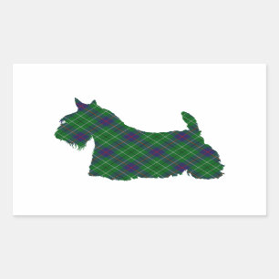 Schotse Terriër Tartan Silhouet Rechthoekige Sticker