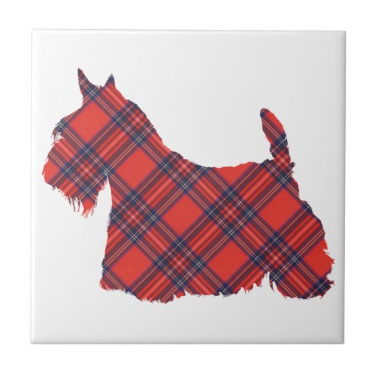 Schotse Terrier Tartan Silhouet Tegeltje (Voorkant)