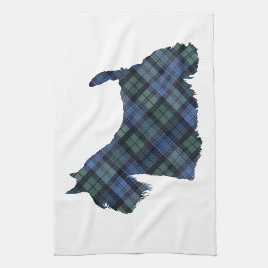 Schotse Terrier Tartan Silhouet Theedoek (Verticaal)