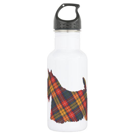 Schotse Terriër Tartan Silhouet Waterfles (Voorkant)